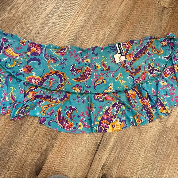 Vtg Y2K Ralph Lauren Swim Tie Skirt Cover Up Women’s Med Blue Floral Mesh Beach - Picture 2 of 8